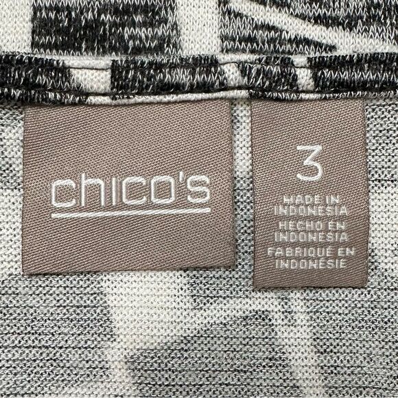 Chico's Geometric Print Split Neck 3/4 Sleeves Tee, Size XL - Picture 9 of 13